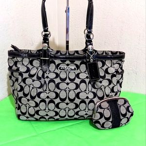 Coach 15146 Signature Gallery Tote Shoulderbag Satchel Handbag w/Kisslock Wallet